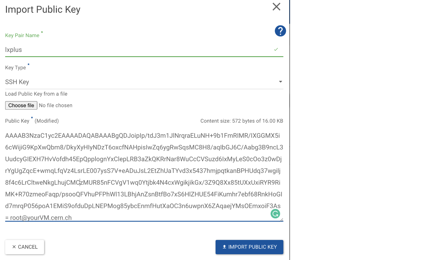 Import Key Pair